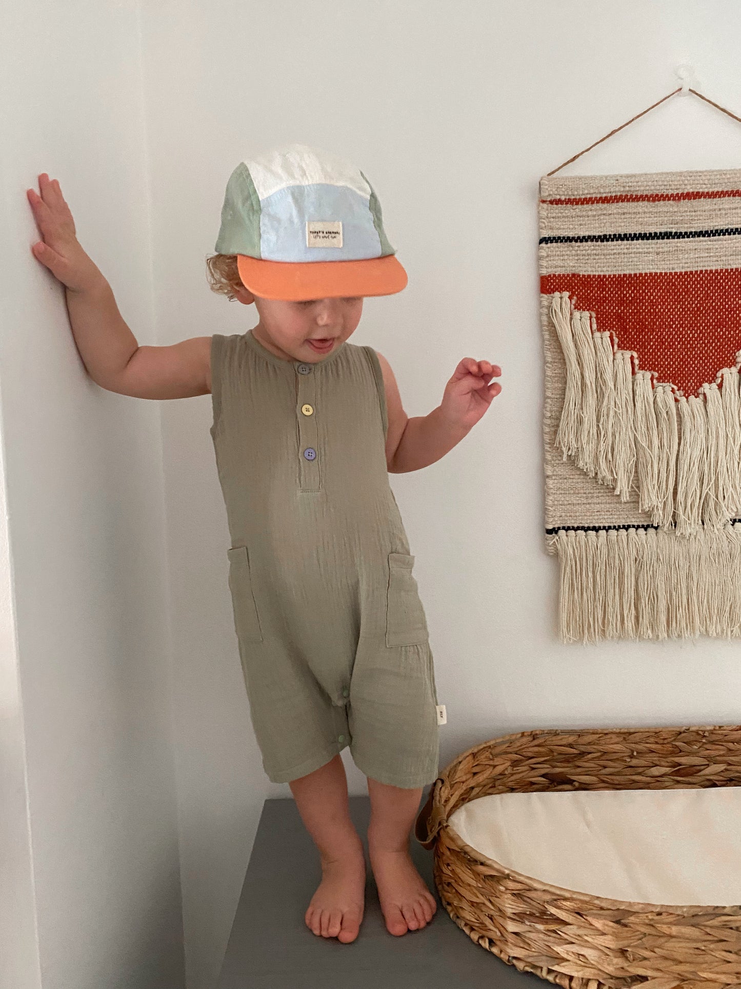 Sleeveless Organic Cotton Romper Sage