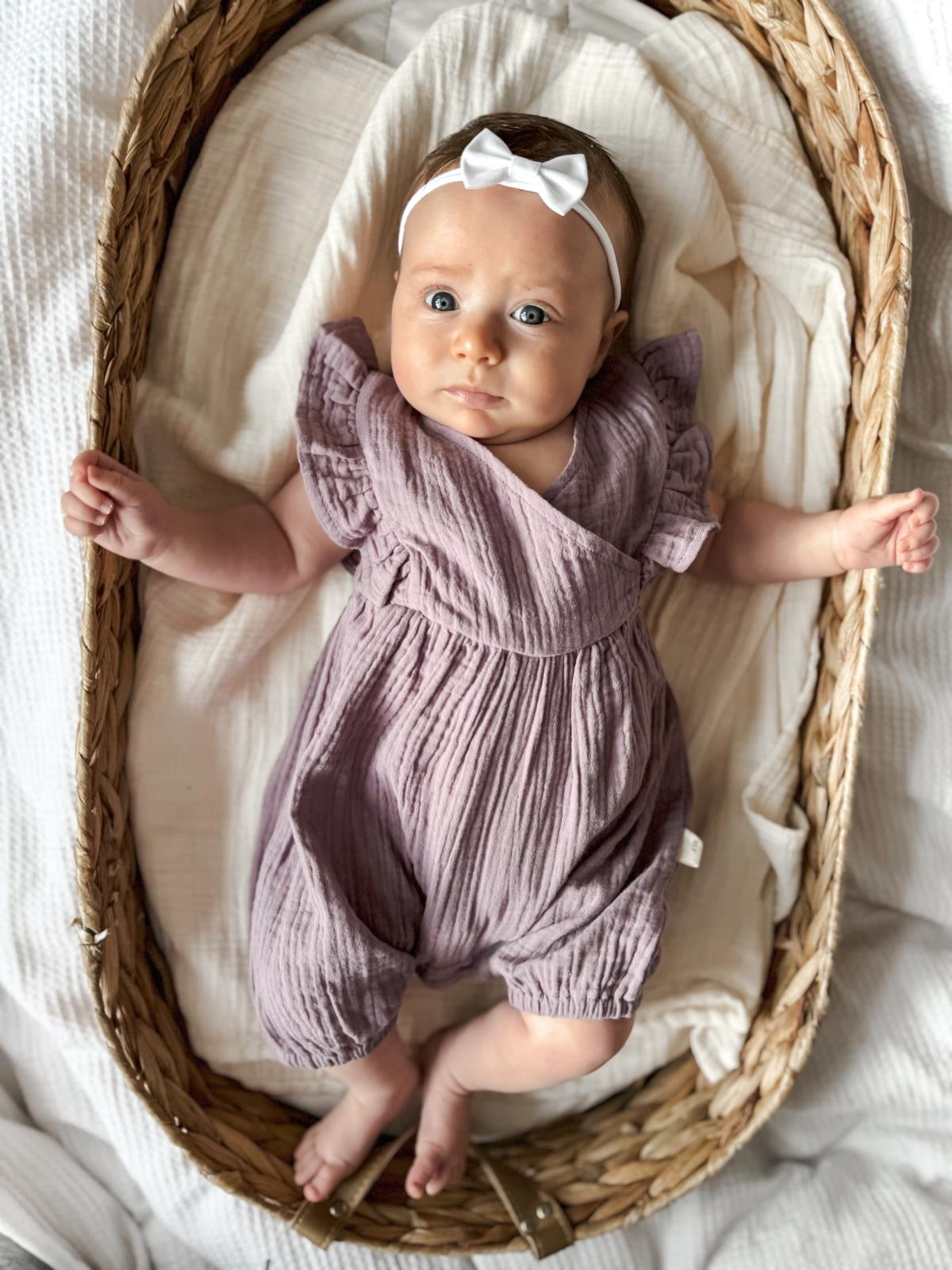 Frilled Sleeveless Organic Cotton Romper Violet
