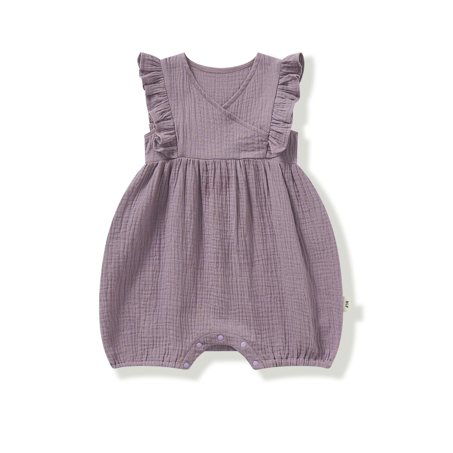 Frilled Sleeveless Organic Cotton Romper Violet