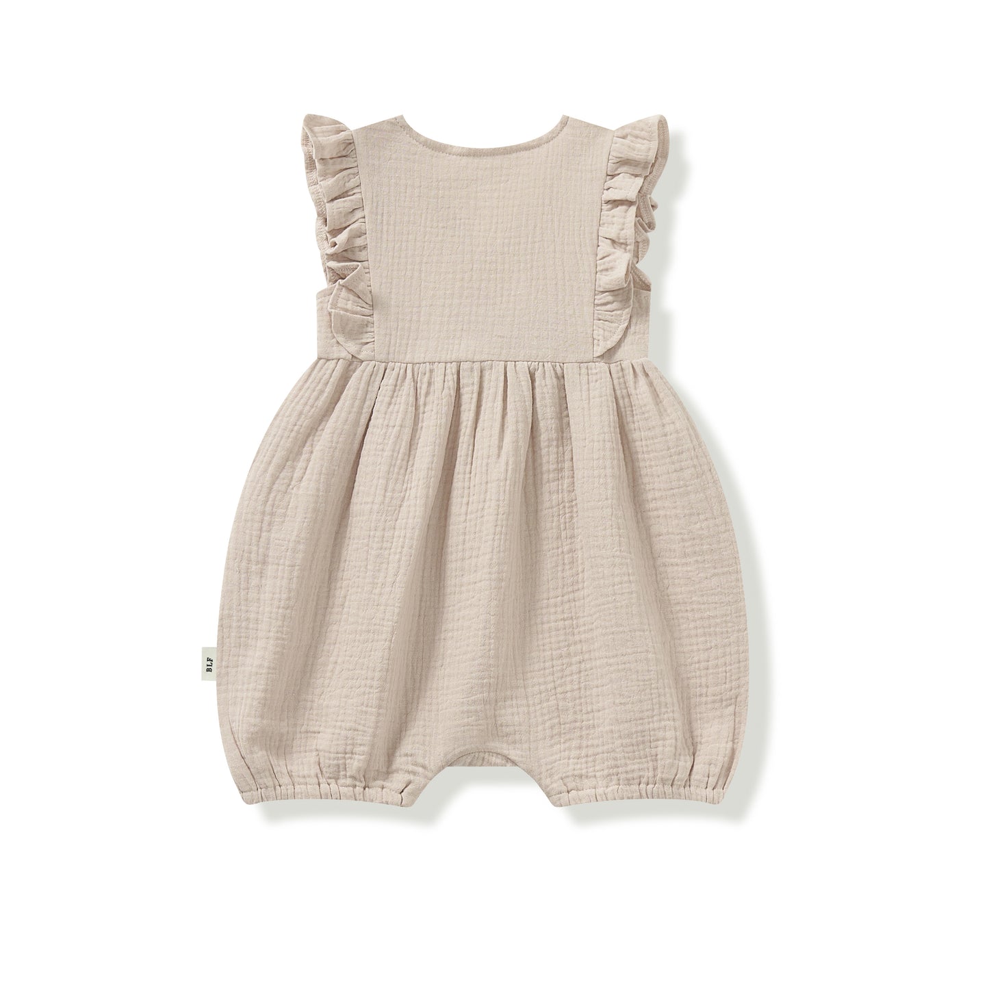 Frilled Sleeveless Organic Cotton Romper Dusty Nude