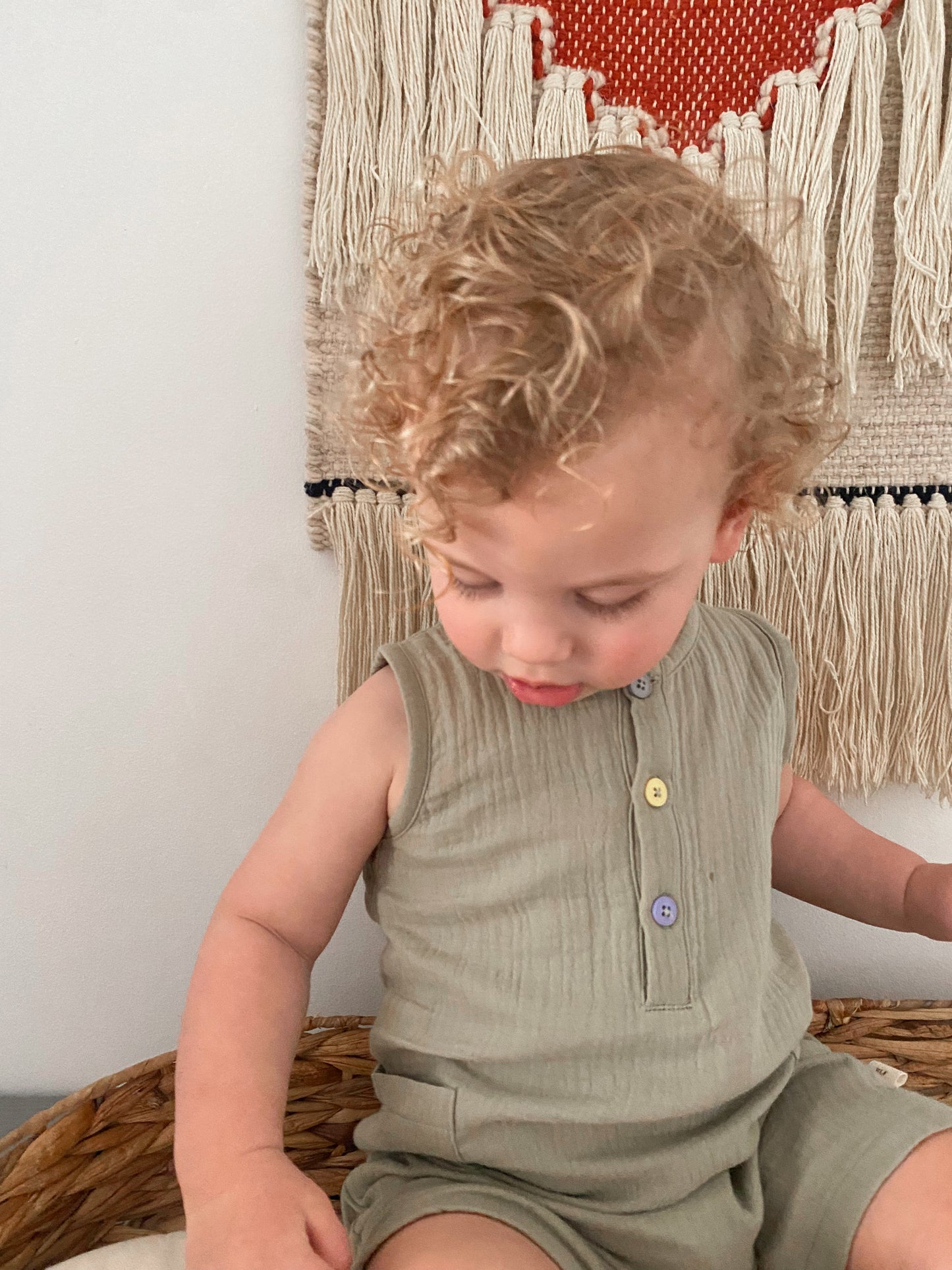 Sleeveless Organic Cotton Romper Sage