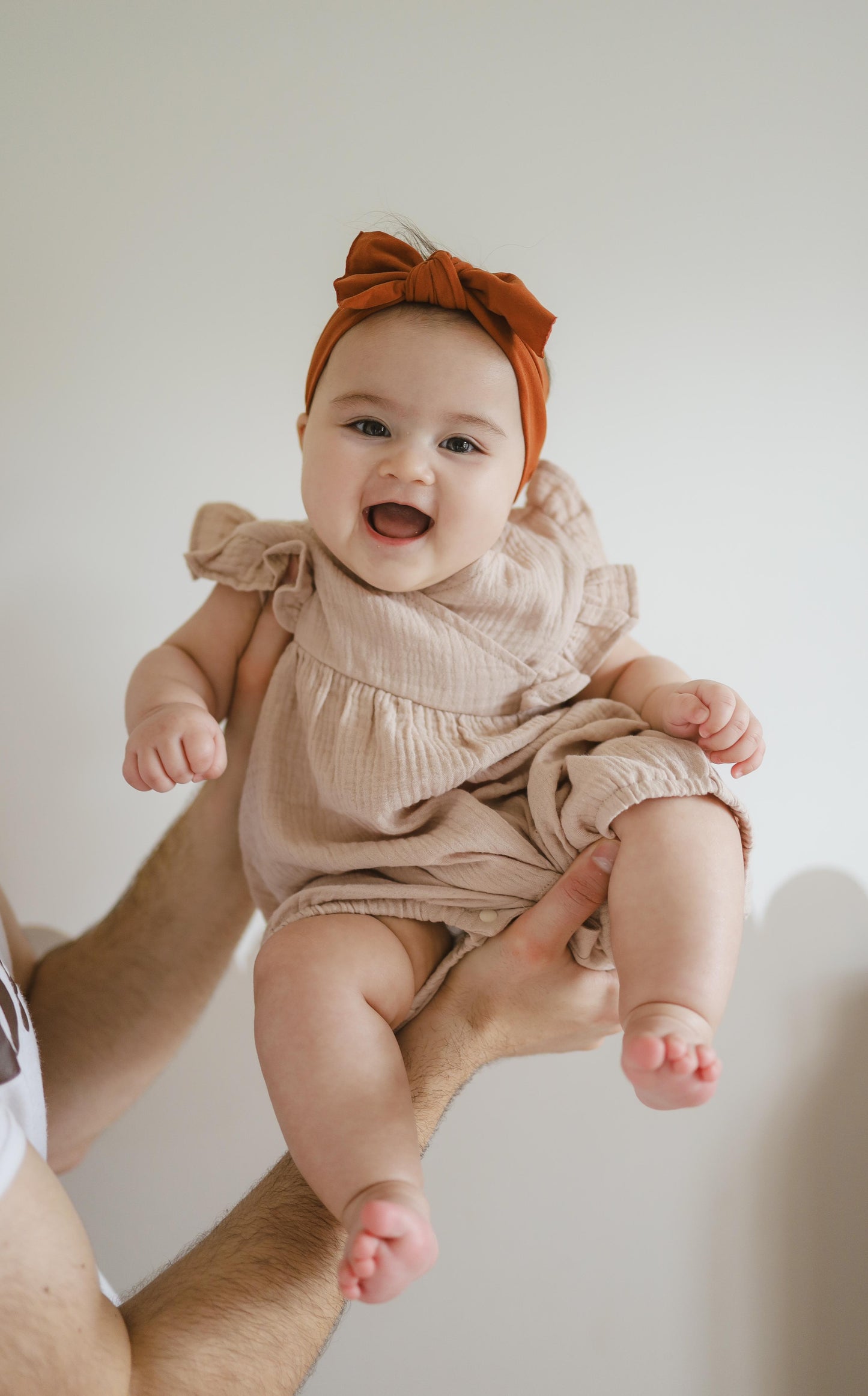 Frilled Sleeveless Organic Cotton Romper Dusty Nude