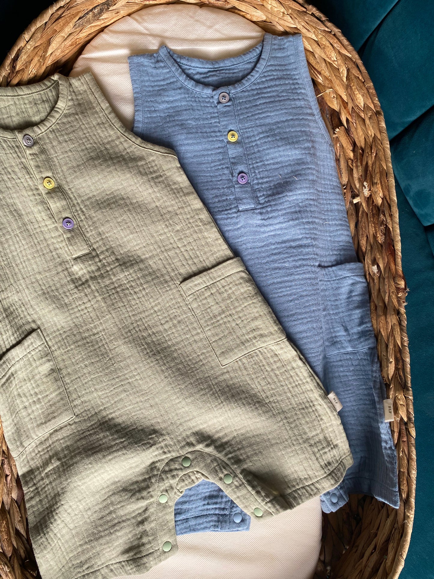 Sleeveless Organic Cotton Romper Sage