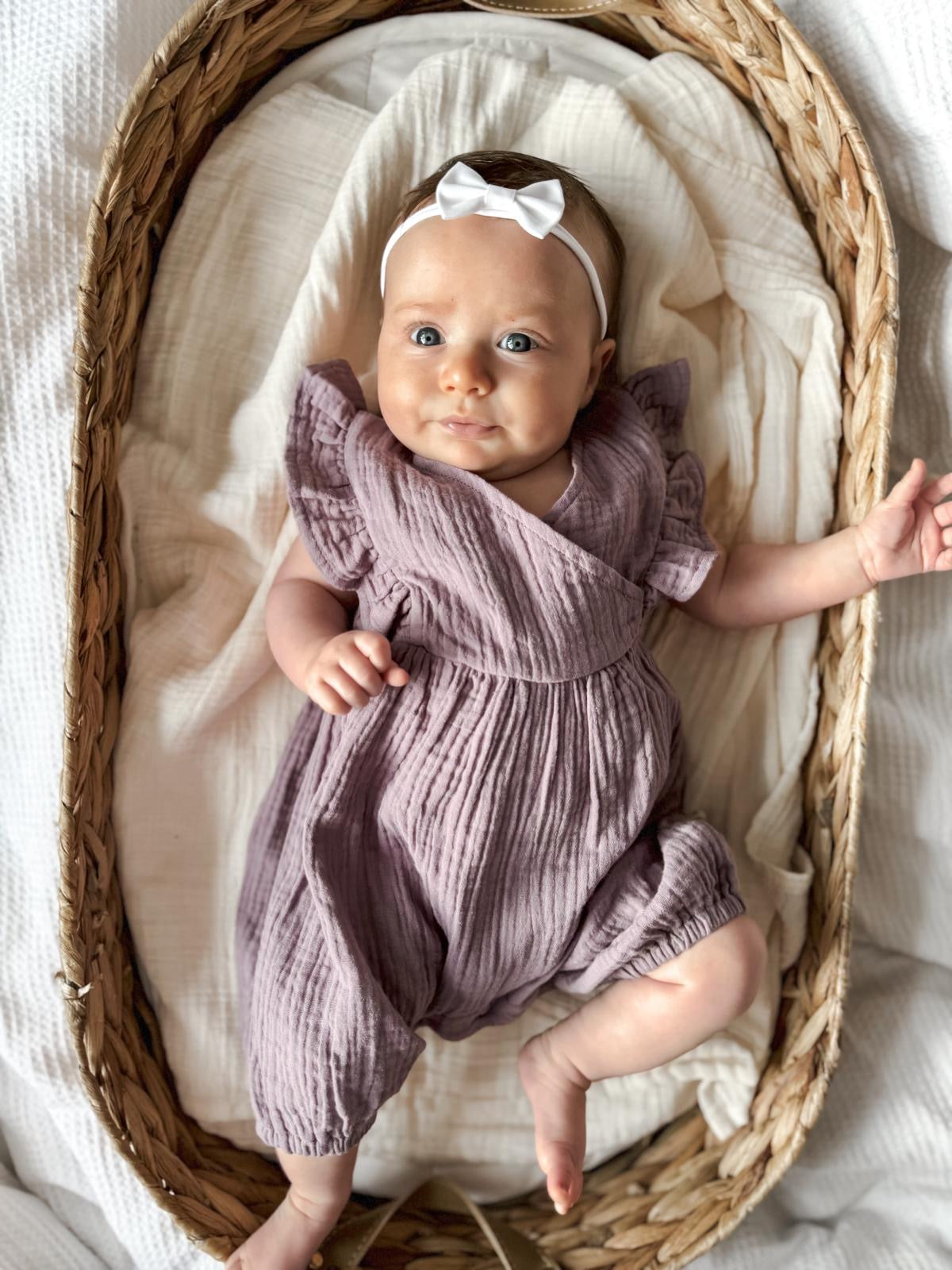 Frilled Sleeveless Organic Cotton Romper Violet