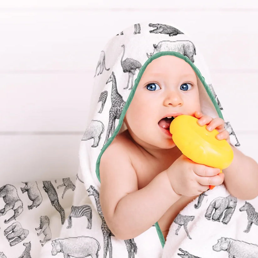 Bamboo Muslin Hooded Towel Set Safari