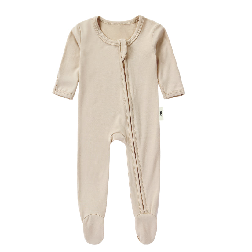 Bamboo Zipped Romper - Sand Dune