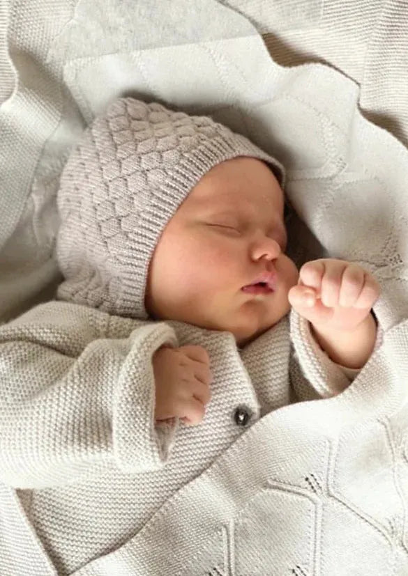 Merino Wool Baby Bonnet - Camel