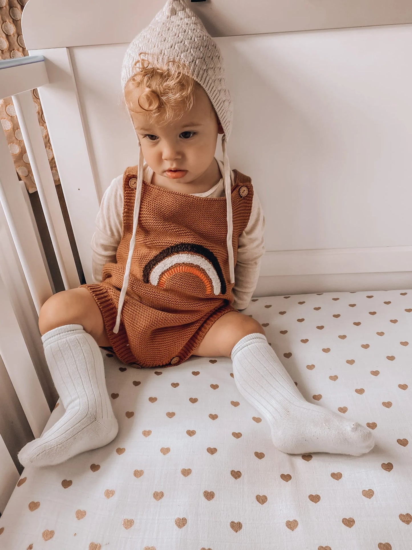 Organic Cotton Knit Rainbow Romper