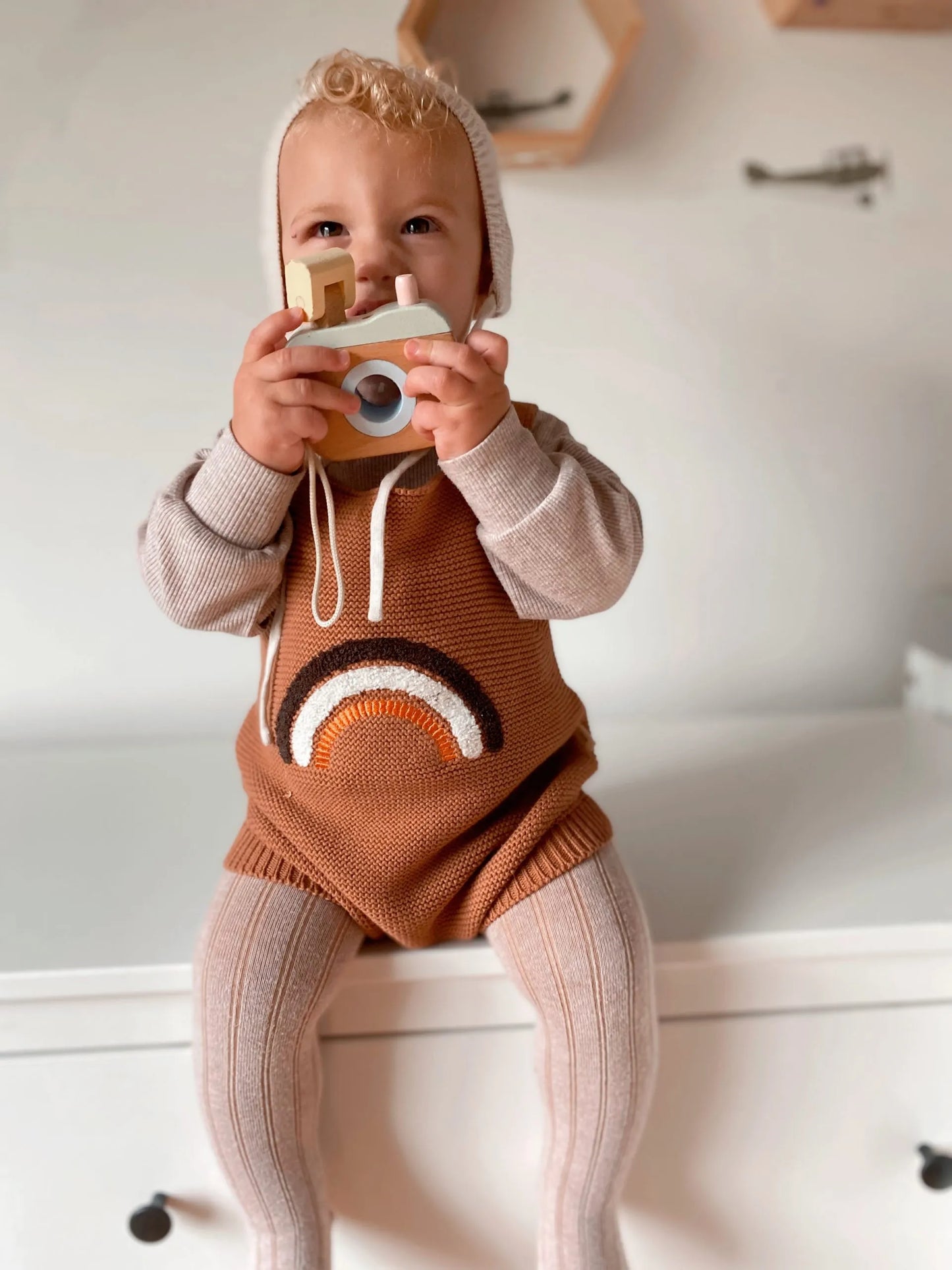 Organic Cotton Knit Rainbow Romper