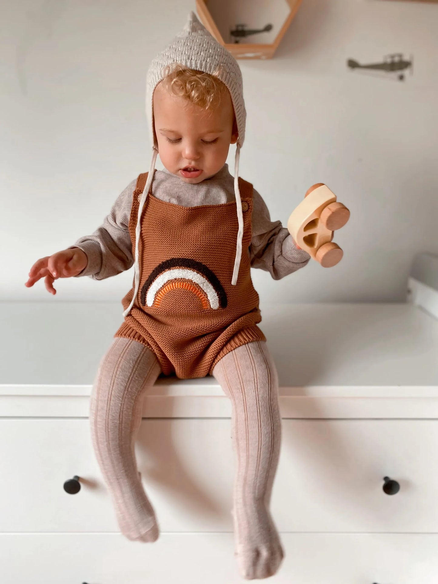 Organic Cotton Knit Rainbow Romper