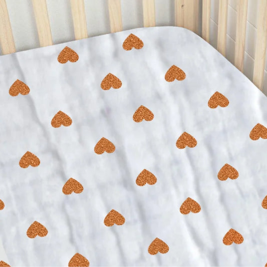 Organic Cotton Muslin Cot Bed Sheet - Love