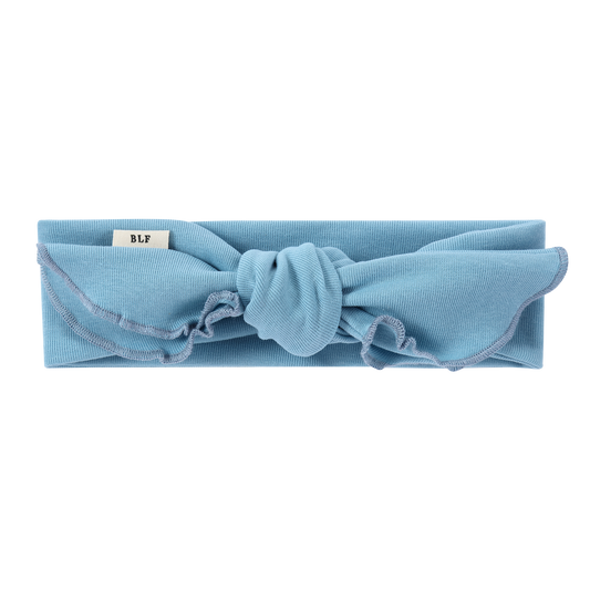 Organic Frilled Bow- Periwinkle
