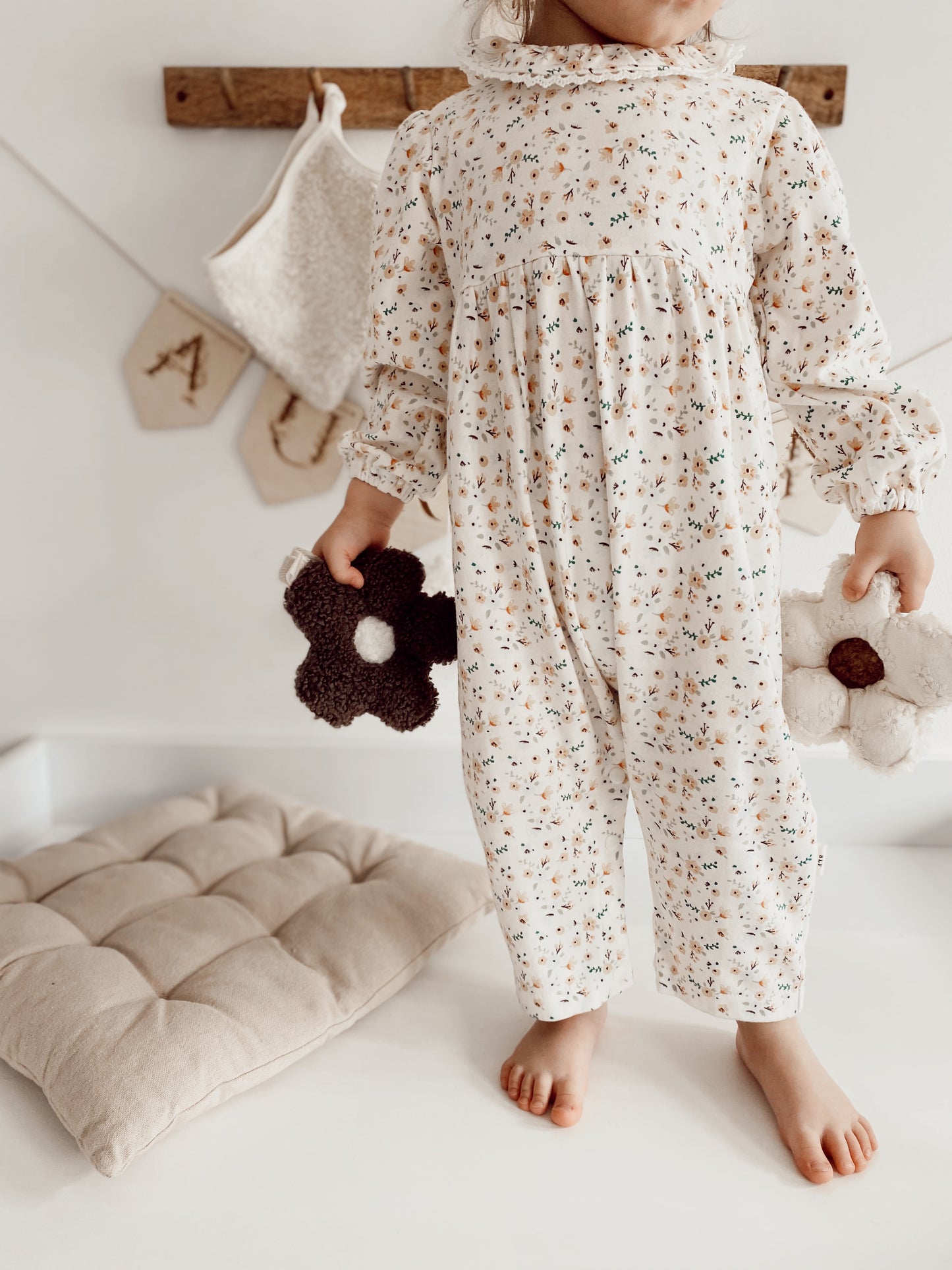 Organic Cotton Frilled Romper - Primrose