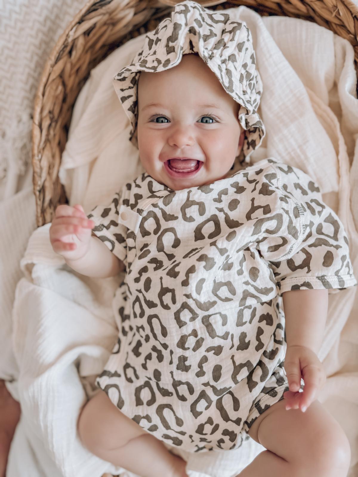 Muslin Short Romper - Organic Cotton (Leopard)